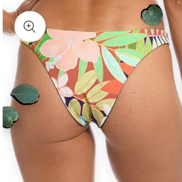 NWT Citrus Tropical Reversible Bikini Cheeky Bottoms ONLY Multicolor Women's XS - Picture 6 of 7